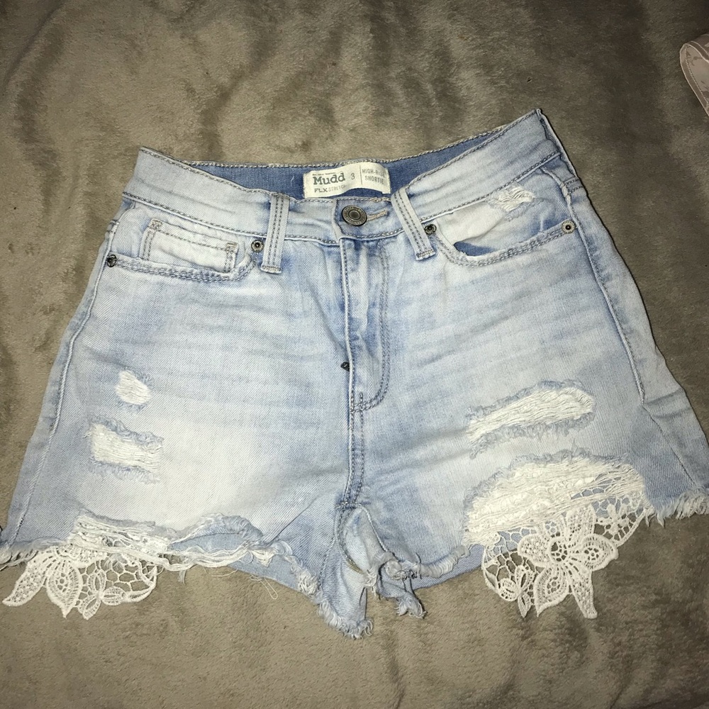 Mudd Light blue shorts with floral pockets!